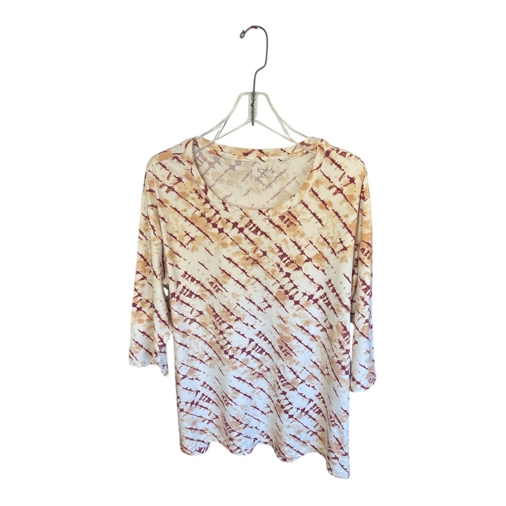 Wonderly Tie dye Printed Top (3/4 Sleeve Length)-Size 1x